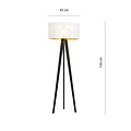 Lampadaire Skive 3 pieds avec tube d'abat-jour en textile robuste 1x E27 blanc et or