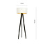 Skive 3 poot staande lamp met robuuste textielkap koker 1x E27 wit en goud