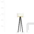 Skive 3 poot staande lamp met robuuste textielkap koker 1x E27 wit en goud