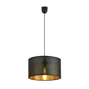 Skive ronde zwart met goud in metaal opvallende hanglamp koker 1x E27
