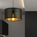 Emibig Emibig Skive ronde zwart met goud in metaal opvallende hanglamp koker 1x E27 - Perfecte verlichting voor moderne interieurs