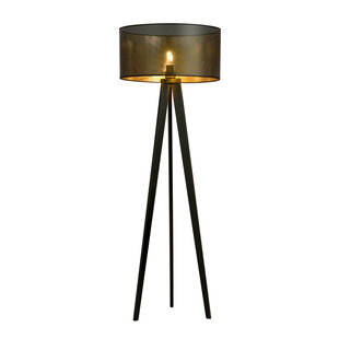 Emibig Lampe sur pied 3 pieds noire et dorée Skive avec tube métallique robuste 1x E27