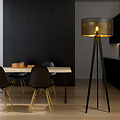 Skive black and gold 3-legged floor lamp with robust metal tube 1x E27
