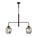 Lampe à suspension Frederikshavn noire avec 2 verres fumés E27