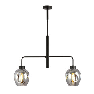 Lampe à suspension Frederikshavn noire avec 2 verres fumés E27