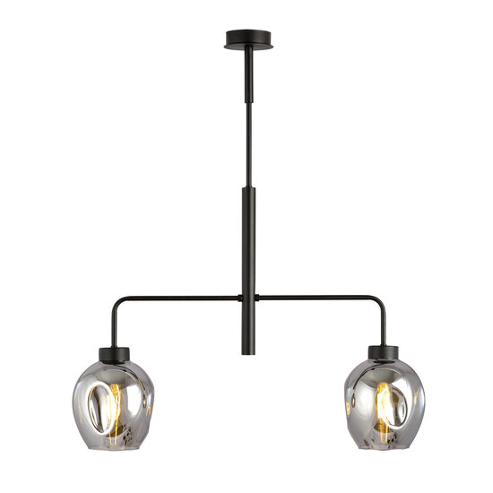 Lampe à suspension Frederikshavn noire avec 2 verres fumés E27