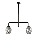 Frederikshavn hanging lamp black with 2 smoked glasses E27