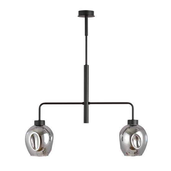 Emibig Emibig lámpara colgante Frederikshavn negra con 2 vidrios ahumados E27 - Ideal para una iluminación elegante