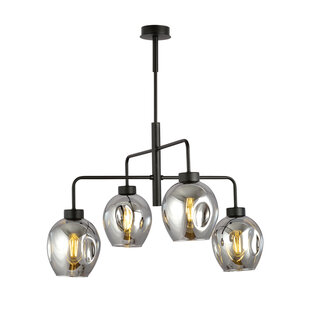 Frederikshavn grande suspension noire avec 4 verres fumés E27