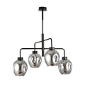 Emibig Emibig Frederikshavn grande lampe suspendue noire avec 4 verres fumés E27 - Idéale pour un éclairage élégant dans n'importe quel espace