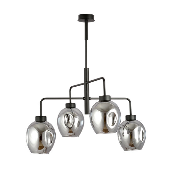 Emibig Emibig Frederikshavn grande lampe suspendue noire avec 4 verres fumés E27 - Idéale pour un éclairage élégant dans n'importe quel espace