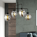 Frederikshavn large hanging lamp black with 4 smoked glasses E27