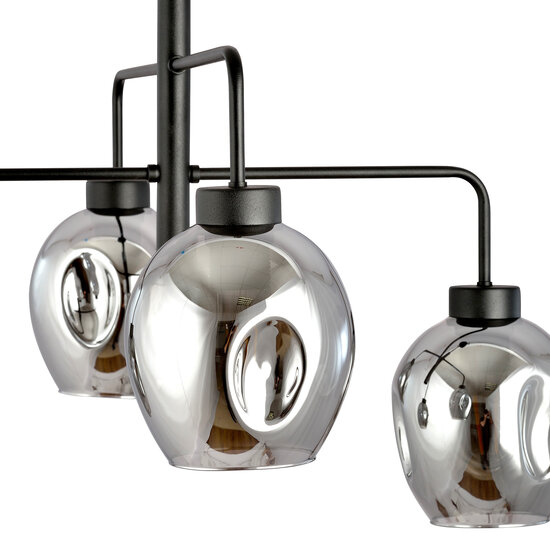 Emibig Emibig Frederikshavn grote hanglamp zwart met 4 gerookte glazen E27 - Perfect voor sfeervolle verlichting in elke ruimte
