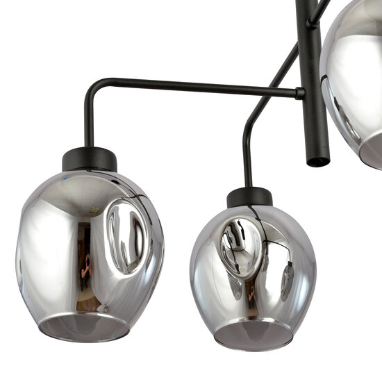 Frederikshavn grande suspension noire avec 4 verres fumés E27