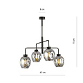 Frederikshavn grande suspension noire avec 4 verres fumés E27