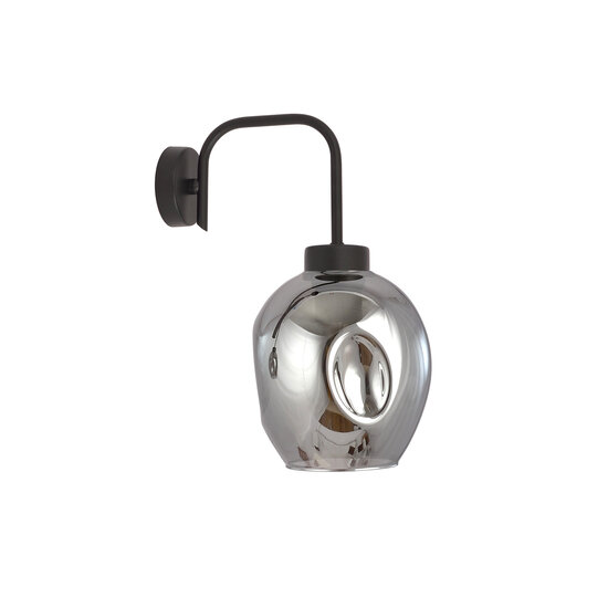 Frederikshavn aplique negro con cristal ahumado 1x E27