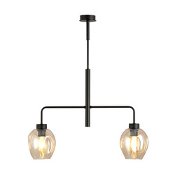 Emibig lampe suspendue en verre ambre Frederikshavn noire avec 2 verres ambre E27