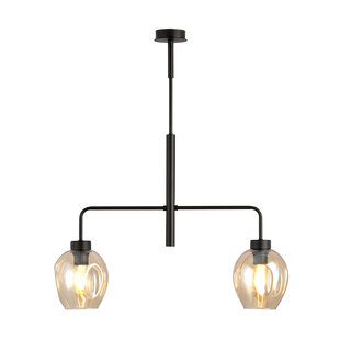 Lampe à suspension Frederikshavn en verre ambré noir avec 2 verres ambrés E27