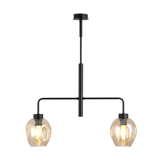 Emibig Emibig Frederikshavn amber glass pendant lamp black with 2 amber glasses E27 - Create a warm atmosphere in your home
