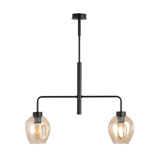 Emibig Emibig Frederikshavn amber glass pendant lamp black with 2 amber glasses E27 - Create a warm atmosphere in your home