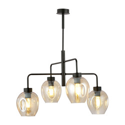 Frederikshavn 4 lamps amber glass pendant lamp black E27