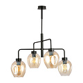 Frederikshavn 4 lamps amber glass pendant lamp black E27