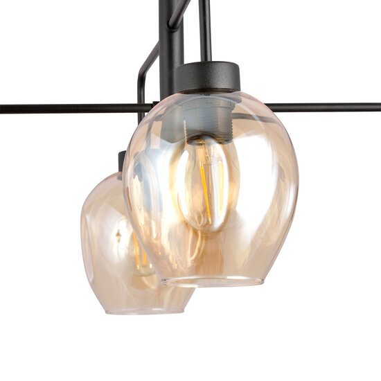 Frederikshavn 4 lampes suspension en verre ambré noir E27
