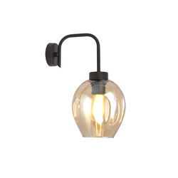 Emibig Frederikshavn negro con vidrio ámbar 1x E27