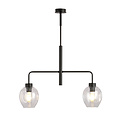 Frederikshavn preciosa lámpara colgante negra con 2 cristales transparentes E27