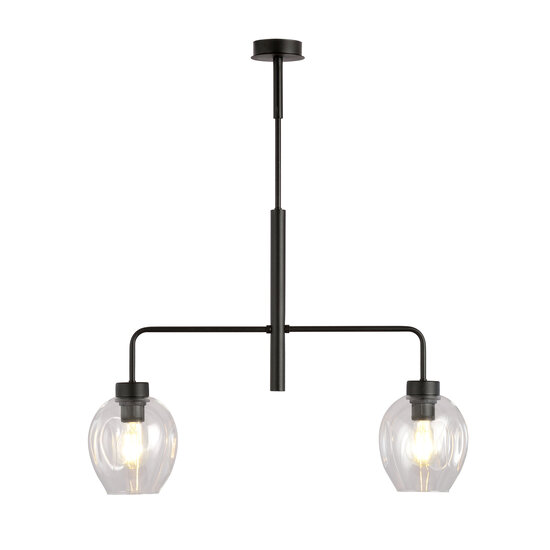 Emibig Emibig Frederikshavn belle lampe suspendue noire avec 2 verres transparents E27 - Idéale pour des salles à manger élégantes