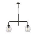 Frederikshavn mooie hanglamp zwart met 2 transparante glazen E27