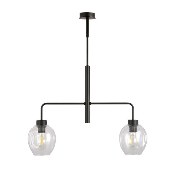 Frederikshavn belle lampe suspendue noire avec 2 verres transparents E27