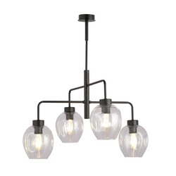 Frederikshavn belle grande suspension noire avec 4 verres transparents E27