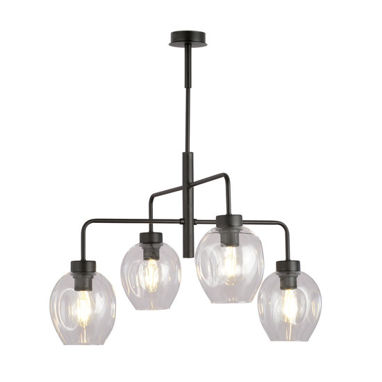Emibig Emibig Frederikshavn mooie grote hanglamp zwart met 4 transparante glazen E27 - Perfect voor sfeervolle verlichting in uw interieur