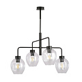 Emibig Emibig Frederikshavn beautiful large hanging lamp black with 4 transparent glasses E27 - Ideal for creating a warm atmosphere in your home