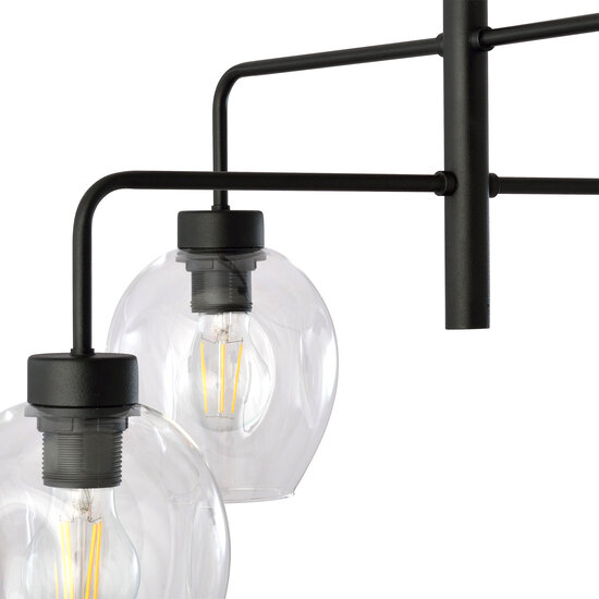 Emibig Emibig Frederikshavn beautiful large hanging lamp black with 4 transparent glasses E27 - Ideal for creating a warm atmosphere in your home