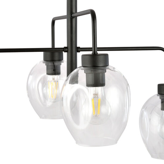 Emibig Emibig Frederikshavn beautiful large hanging lamp black with 4 transparent glasses E27 - Ideal for creating a warm atmosphere in your home