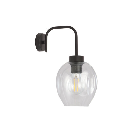 Frederikshavn simple noir avec verre transparent 1x E27