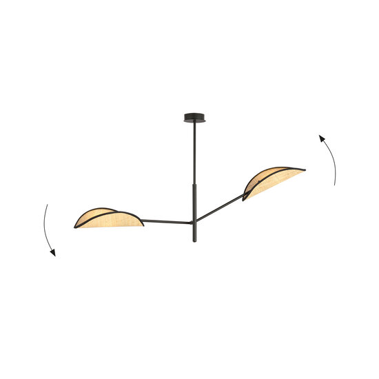 Aabenraa design hanging lamp with 2 textile wings E14