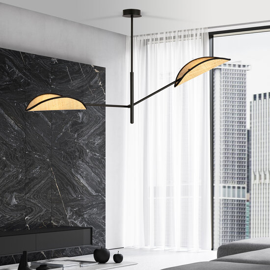 Aabenraa design hanging lamp with 2 textile wings E14