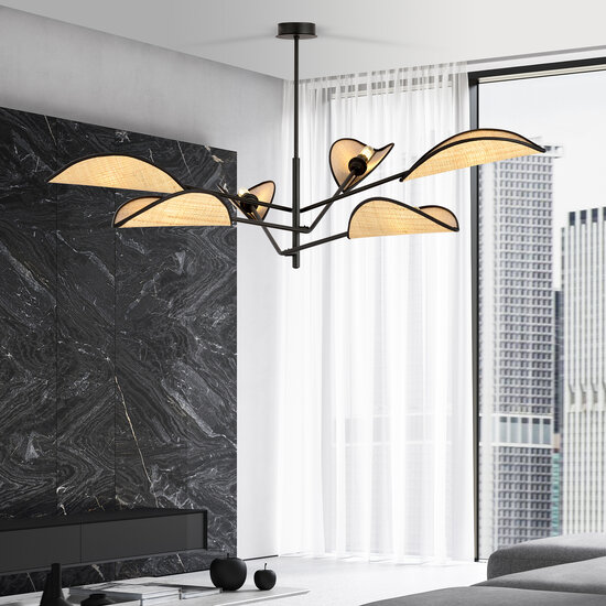 Aabenraa grande 6x E14 belle lampe suspendue avec ailes