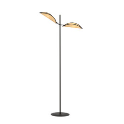 Aabenraa floor lamp black with textile falling leaves 2x E14