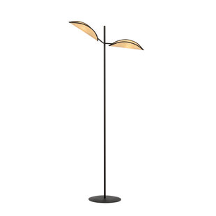 Lampadaire Aabenraa noir avec feuilles tombantes en textile 2x E14