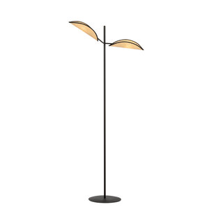 Lámpara de pie Aabenraa negra con hojas caídas textiles 2x E14