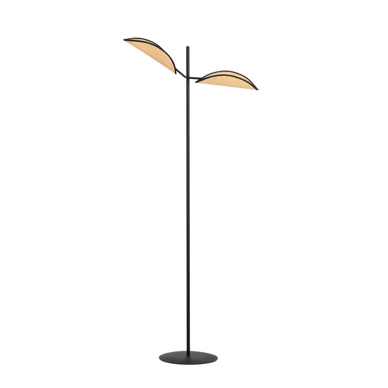 Aabenraa floor lamp black with textile falling leaves 2x E14