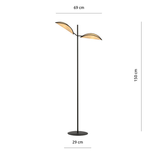 Emibig Emibig Aabenraa lámpara de pie negra con hojas de tela caídas 2x E14 - Iluminación ambiental perfecta para cualquier espacio