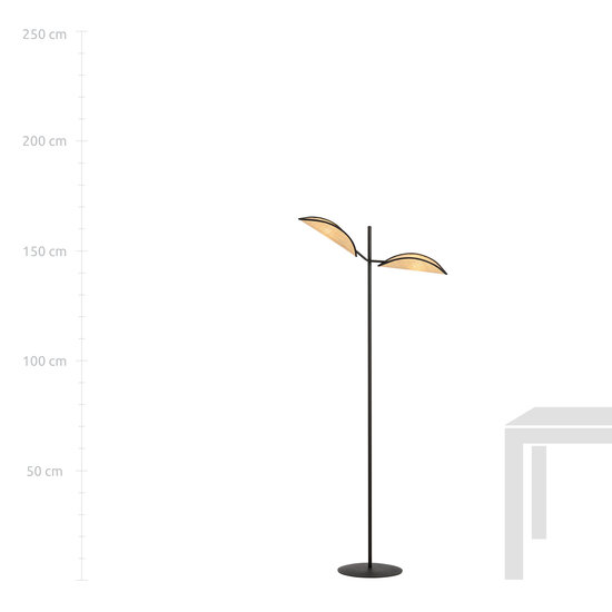 Aabenraa floor lamp black with textile falling leaves 2x E14