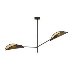 Lampe à suspension design Skanderborg avec 2 ailes en métal noir E14