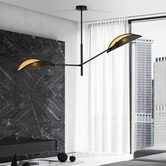 Skanderborg design hanging lamp with 2 black metal wings E14