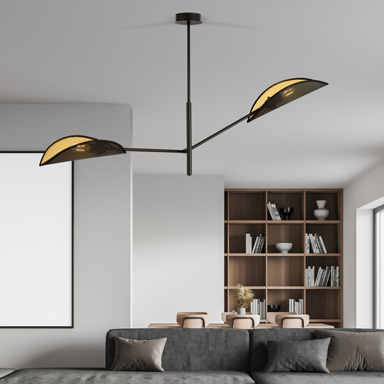 Skanderborg design hanging lamp with 2 black metal wings E14